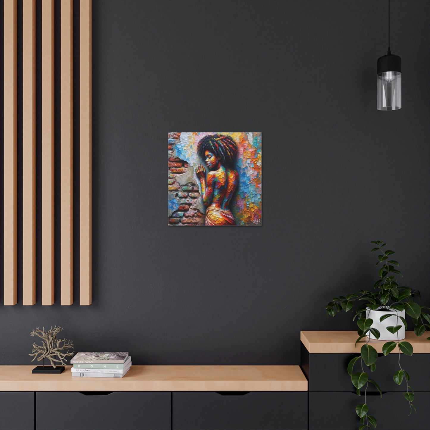 Art Print, Afro-Caribbean Woman "In Paint," (6) Oil Finish, West Indian Ethnicity, Cultural, Heritage, Semi-Abstract, Canvas Gallery Wrap