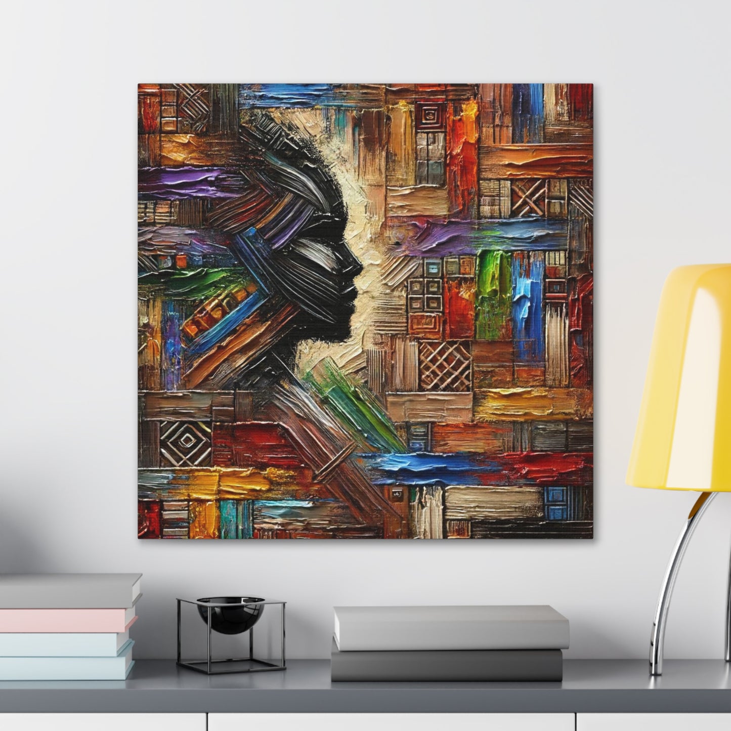 Art Print, African Print, Black Power, African Mask, Abstract Oil Finish, Unity, One Love, Canvas Gallery Wrap