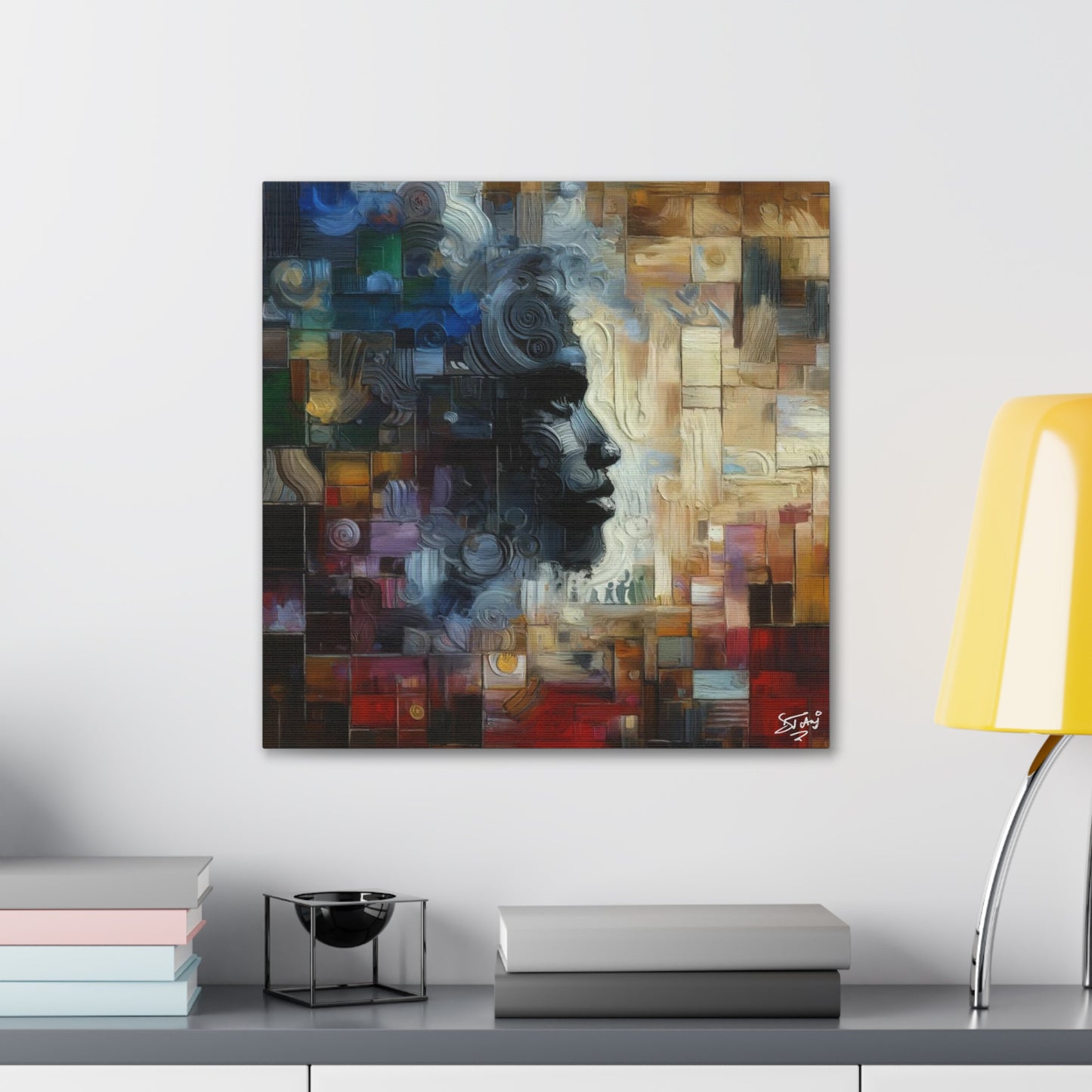 Art Print, Afro-Caribbean Man "In Abstraction," Oil Finish, West Indian Ethnicity, Cultural, Heritage, Abstract, Canvas Gallery Wrap