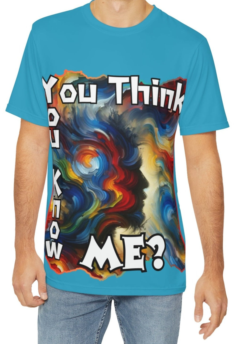 Men's Brushed Polyester Short Sleeve Tee (AOP), "You Think You Know Me?"