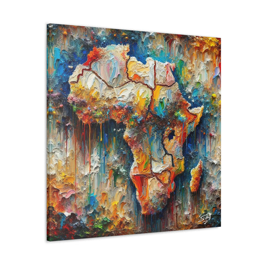 Art Print, A.F.R.I.C.A, Abstract, Oil Finish, Unity, One Love, Semi-Abstract, Canvas Gallery Wrap