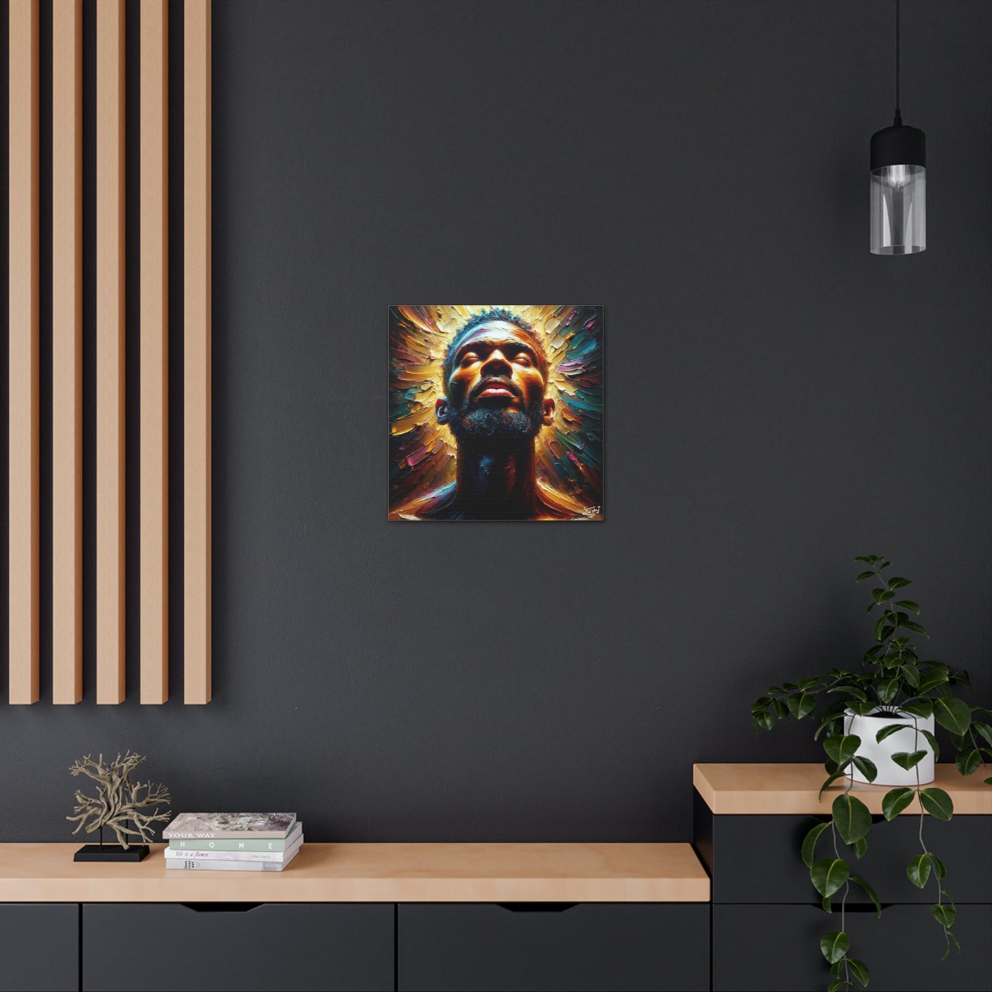 Art Print, Afro-Caribbean Man, "In the Light" Oil Finish, West Indian Ethnicity, Cultural, Heritage, Abstract, Canvas Gallery Wrap