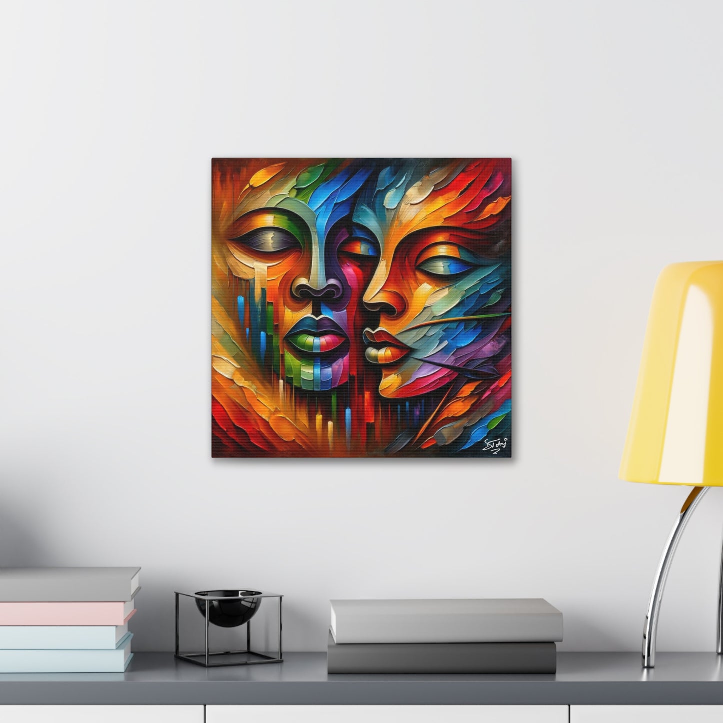 Art Print, Afro-Caribbean Masks, Oil Finish, Carnival,  West Indian Ethnicity, Cultural, Heritage, Semi-Abstract, Canvas Gallery Wrap