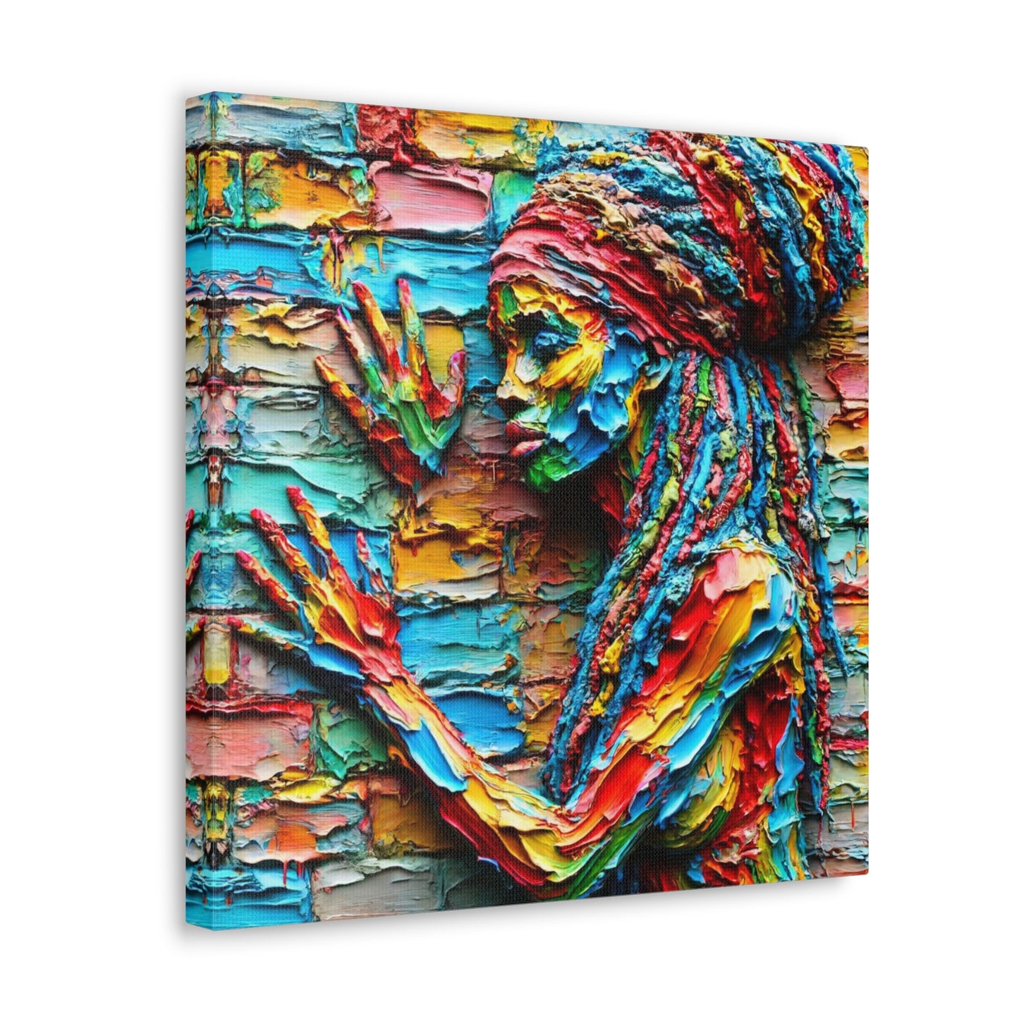 Art Print, Afro-Caribbean Woman, "Tryin' to Be Invisible" Abstract Oil Finish, West Indian Ethnicity, Cultural, Heritage, Abstract, Canvas Gallery Wrap