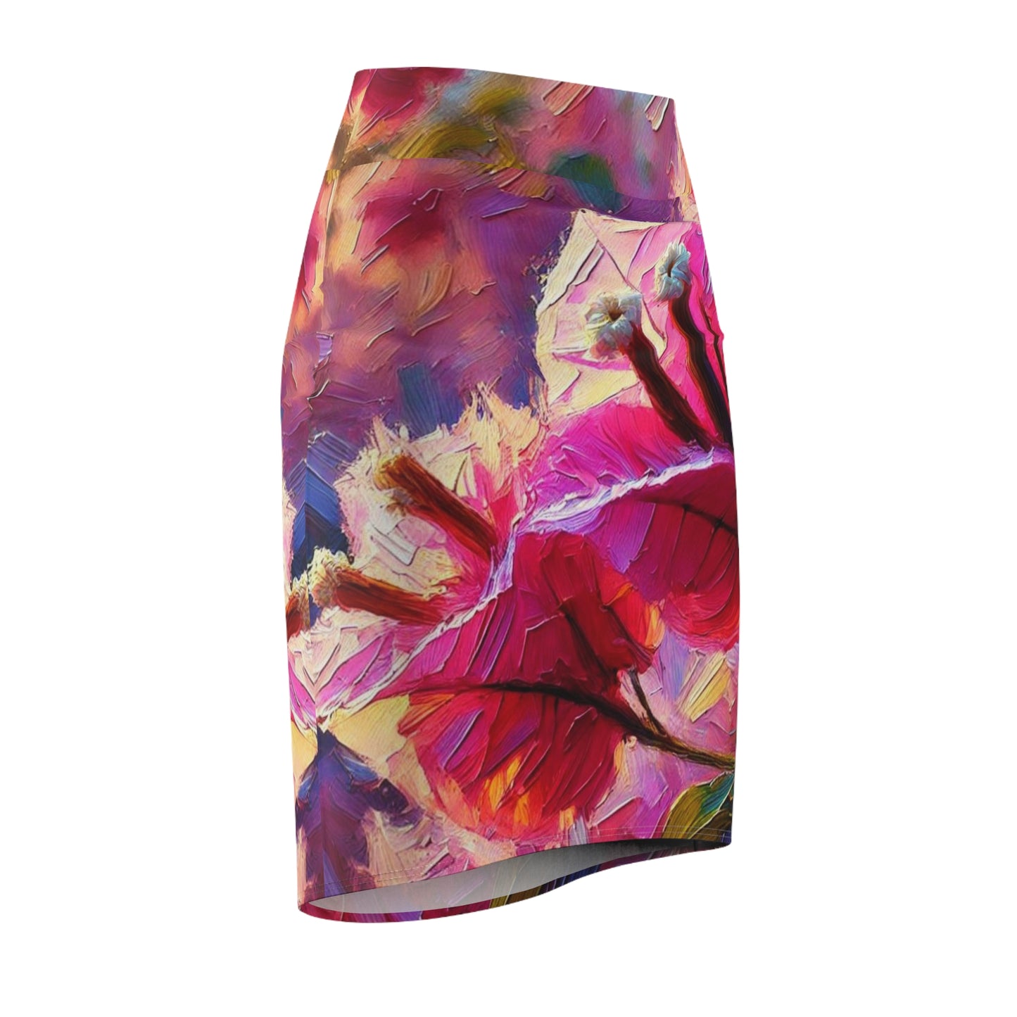 Women's Pencil Skirt (AOP) Pink Bougainvillea Print