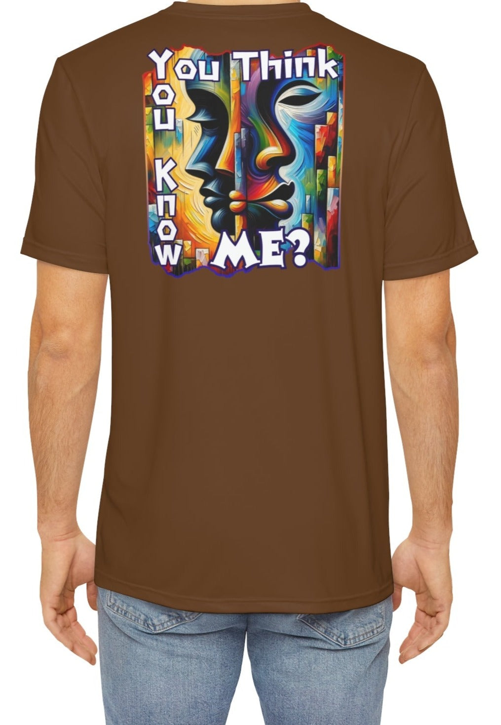 Men's Brushed Polyester Short Sleeve Tee (AOP), "You Think You Know Me?"