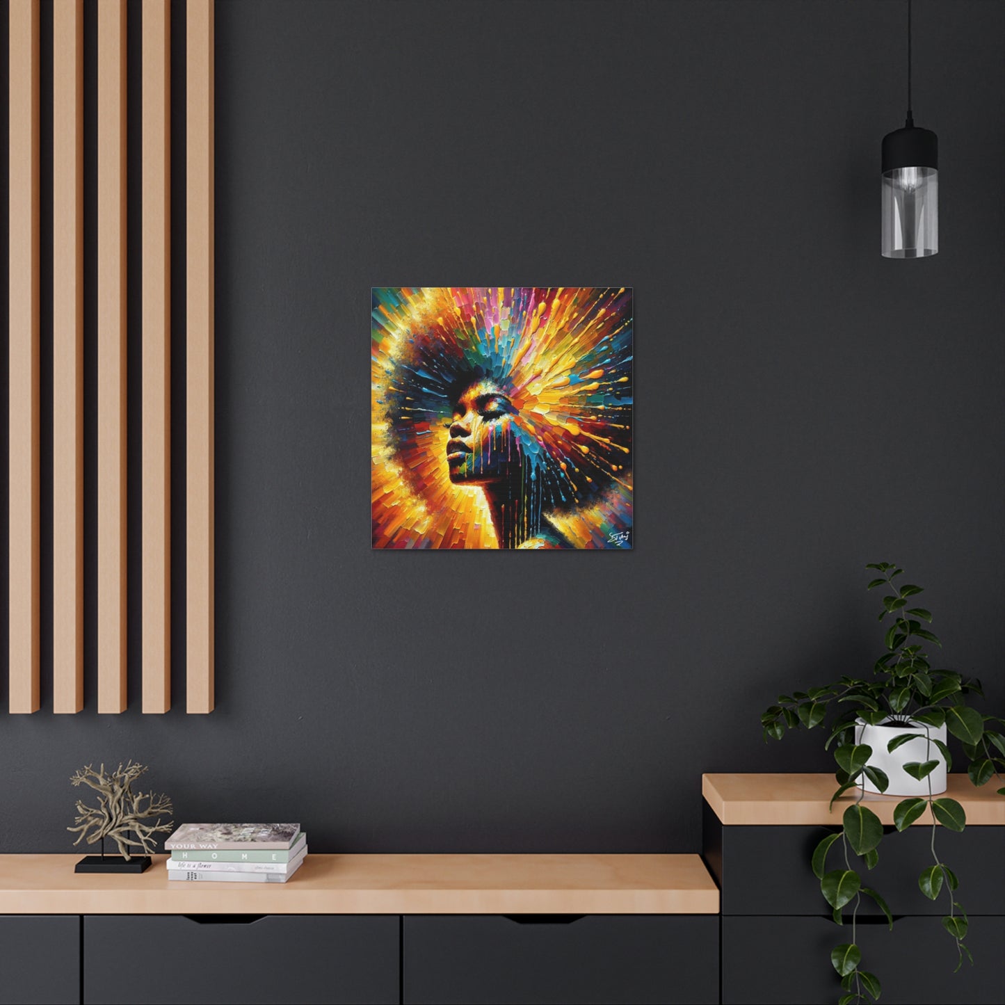 Art Print, Afro-Caribbean Woman, Oil Finish, West Indian Ethnicity, Cultural, Heritage, Semi-Abstract, Canvas Gallery Wrap