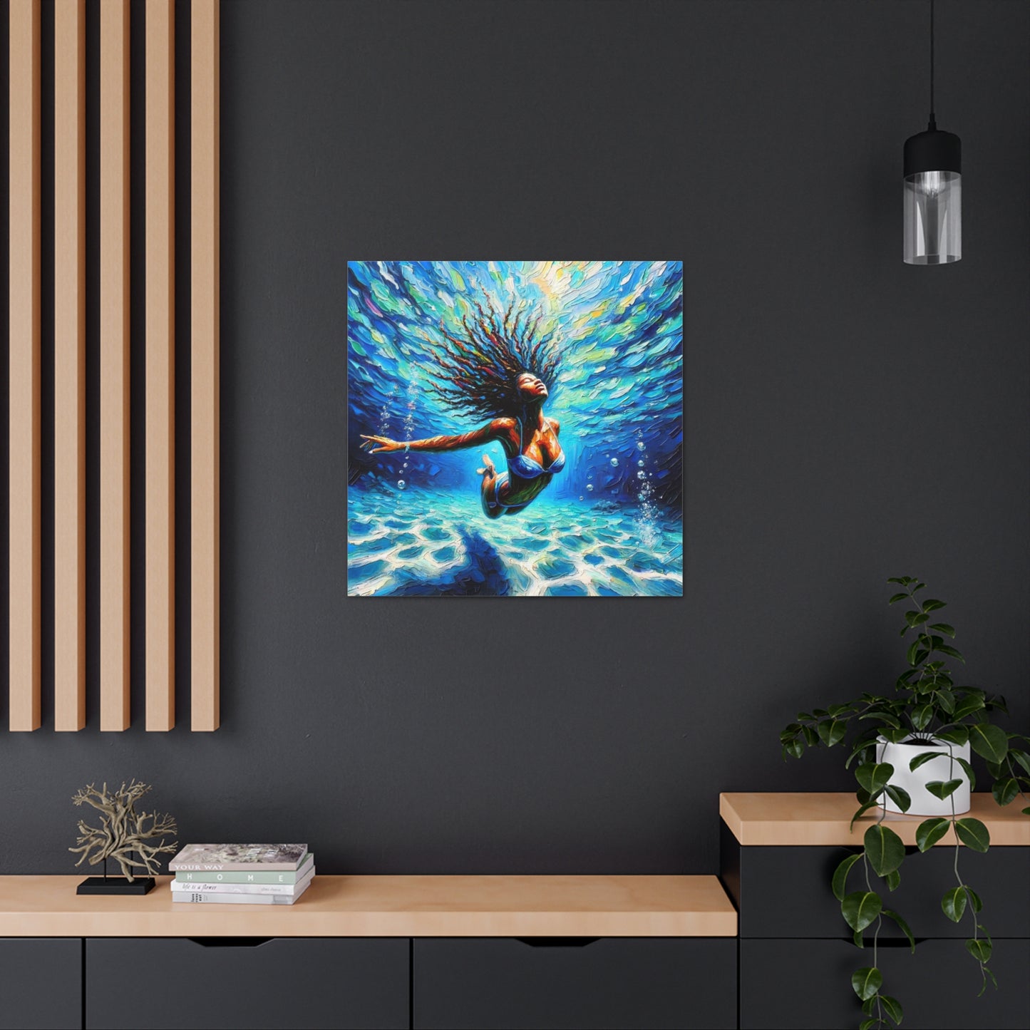 Art Print, Afro-Caribbean Woman, "Submerged" Oil Finish, West Indian Ethnicity, Cultural, Heritage, Abstract, Canvas Gallery Wrap