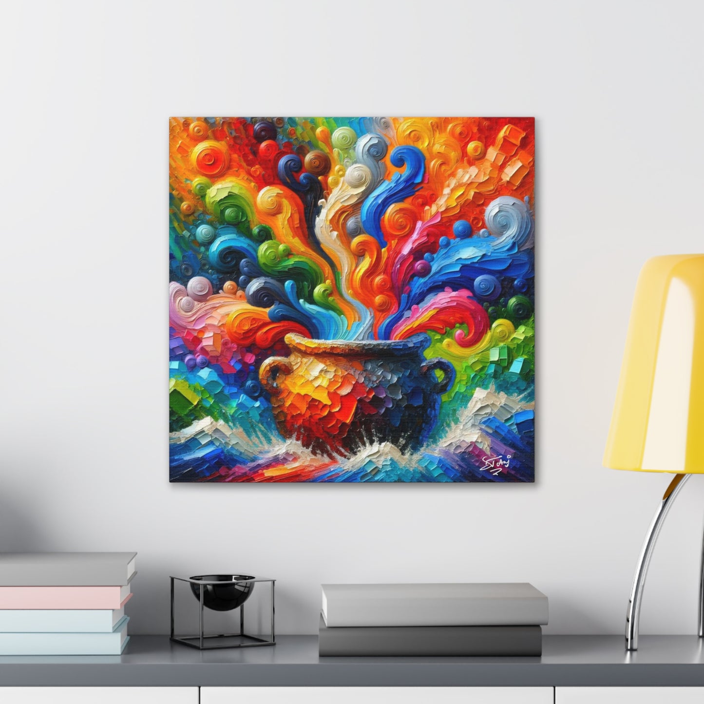 Art Print, Caribbean Melting Pot, Abstract, Oil Finish, Unity, One Love, Semi-Abstract, Canvas Gallery Wrap