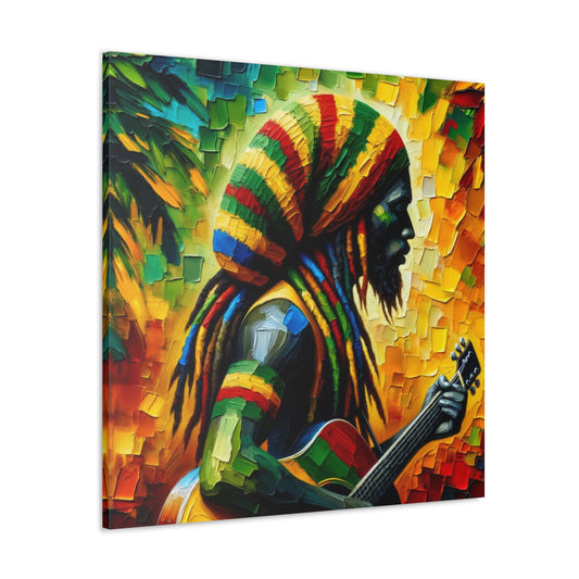 Art Print of Rastaman#5, Oil Finish, West Indian Ethnicity, Cultural, Heritage, Afro-Caribbean Man, Semi-Abstract, Canvas Gallery Wrap