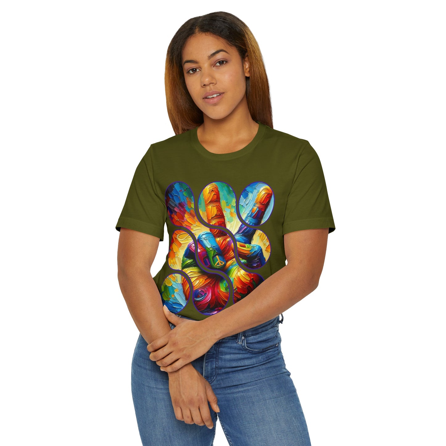 Unisex Jersey T-Shirt, "Peace" One World, Self-Love, Anti-Racism, One Love, Unity, Inclusion, Diversity, Immigrant Outsiders, Cultural Identity, Black Excellence Empowerment, Inspiration