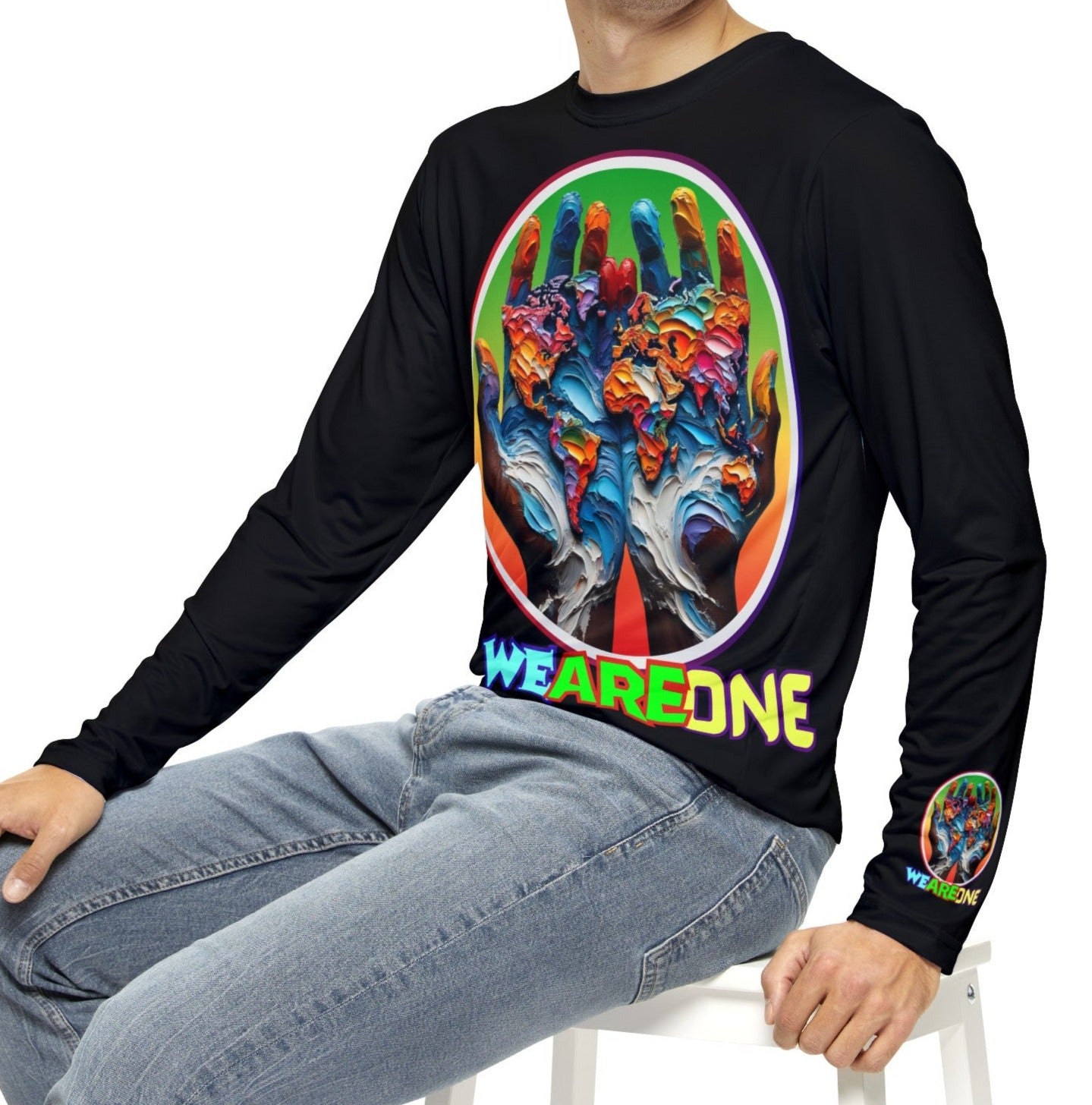 Men's Brushed Polyester Long Sleeve Shirt (AOP) "We Are One"