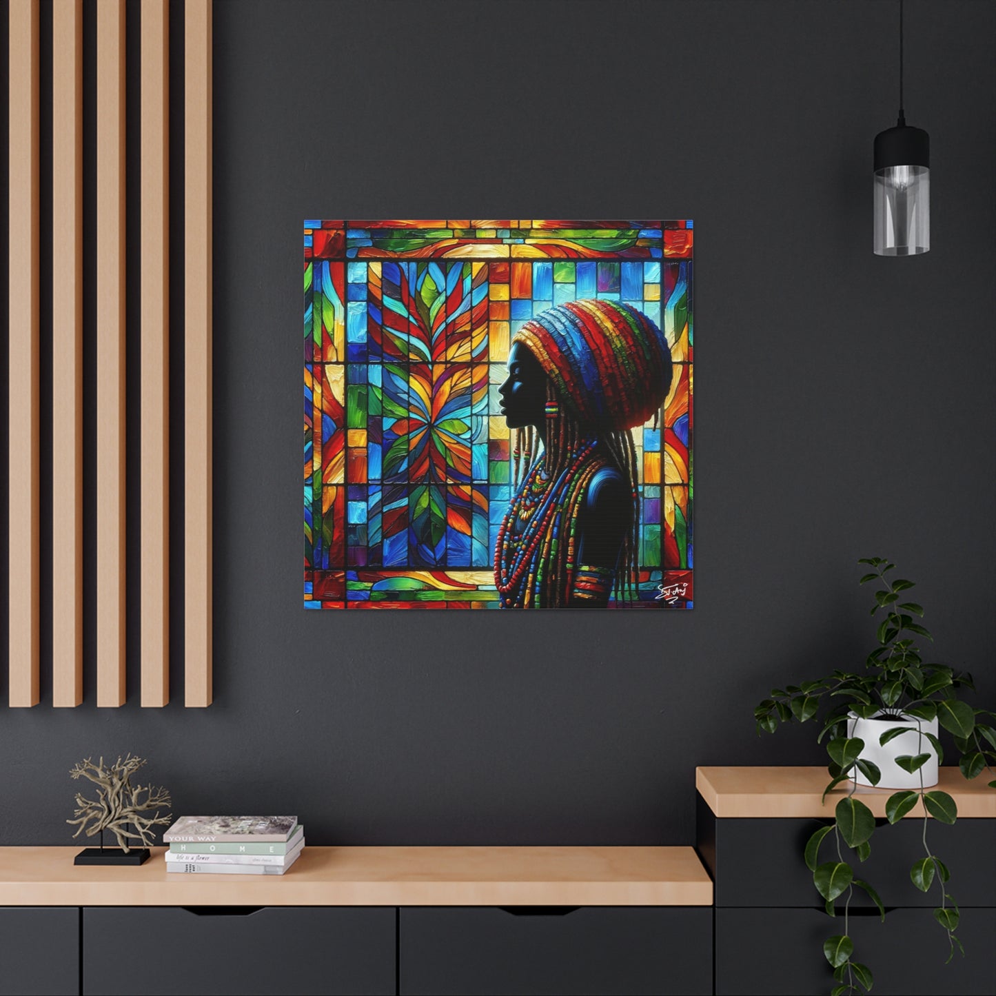 Art Print, Afro-Caribbean Woman, Oil Finish, West Indian Ethnicity, Cultural, Heritage, Semi-Abstract, Canvas Gallery Wrap