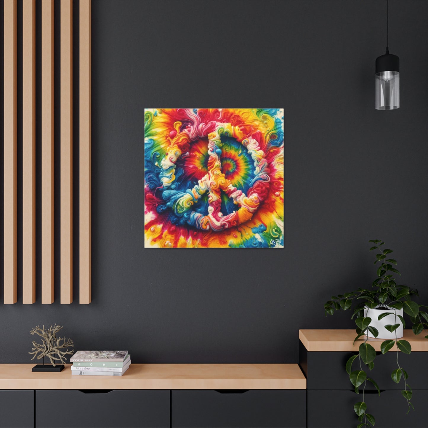 Art Print, "Peace," Oil Finish, Unity, One Love, Semi-Abstract, Canvas Gallery Wrap