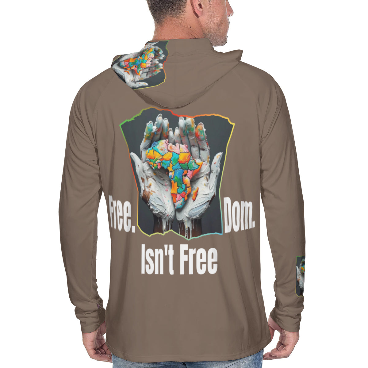 Men's Sun Protection Long Sleeve Hoodie "Fee.Dom Isn't Free"