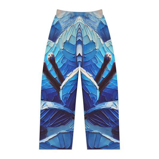 Women's Brushed Polyester Lounge Pants (AOP) Blue Floral Print