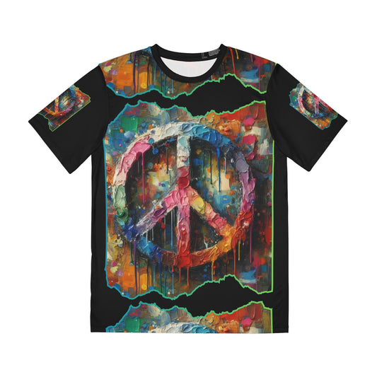 Men's Brushed Polyester Short Sleeve Tee (AOP), "PEACE"