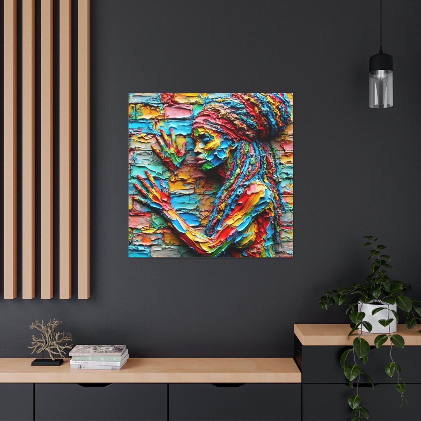 Art Print, Afro-Caribbean Woman, "Tryin' to Be Invisible" Abstract Oil Finish, West Indian Ethnicity, Cultural, Heritage, Abstract, Canvas Gallery Wrap