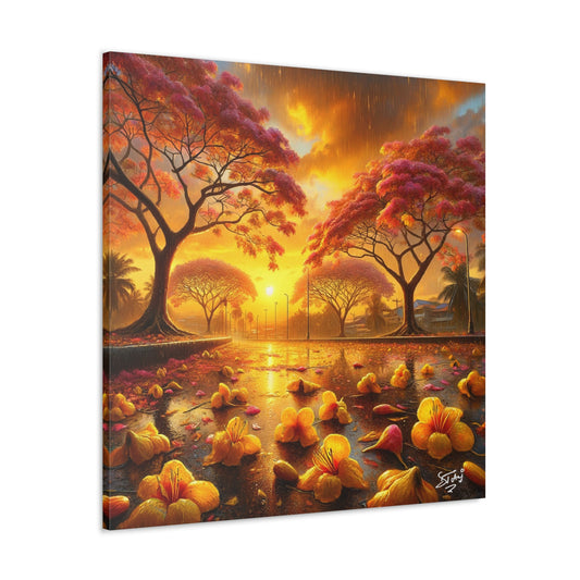 Print#3 of Poui Trees, Rainy Sunset in the Caribbean, Canvas Gallery Wraps