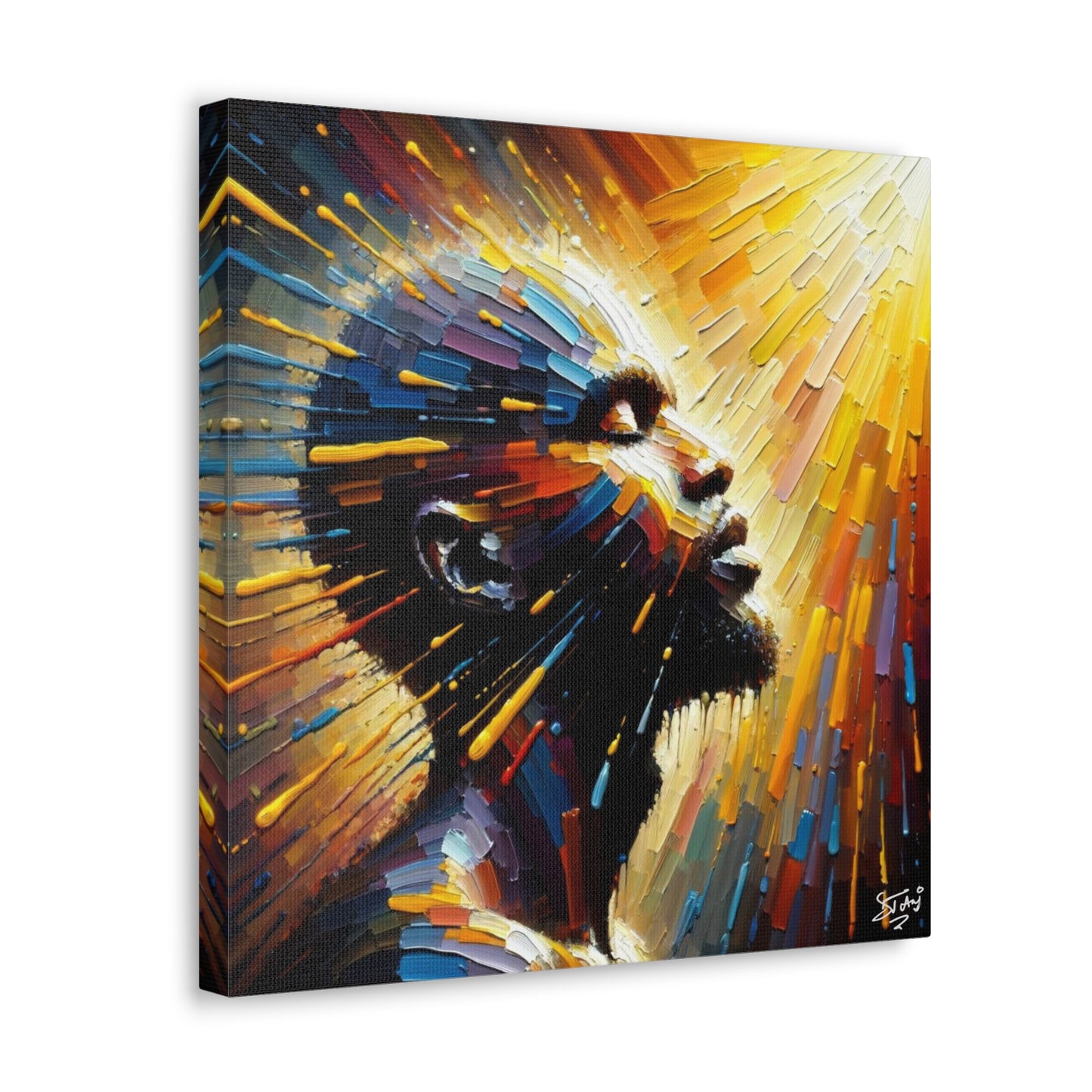 Art Print, Afro-Caribbean Man, "Bright Light" Oil Finish, West Indian Ethnicity, Cultural, Heritage, Abstract, Canvas Gallery Wrap