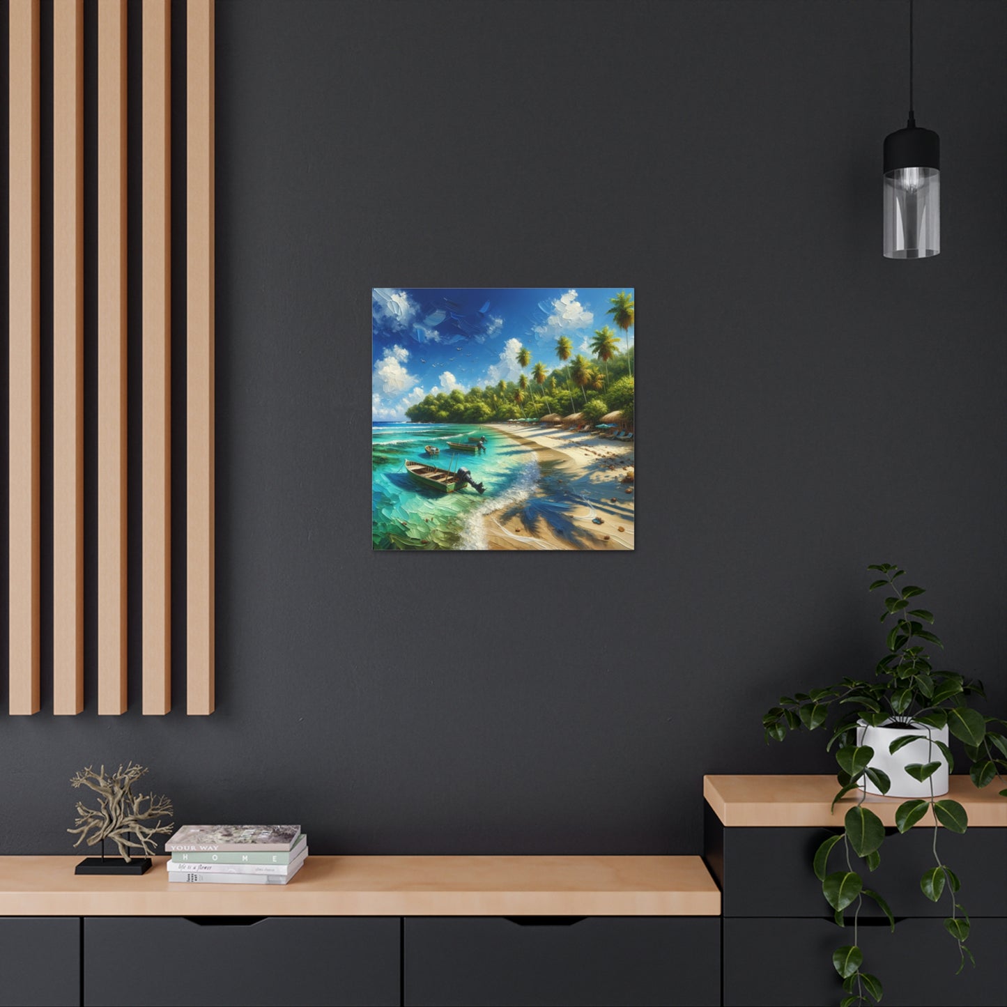 Art Print#2 of Caribbean Beach Scene, Swallows Beach, Tobago, West Indian Art, Canvas Gallery Wraps