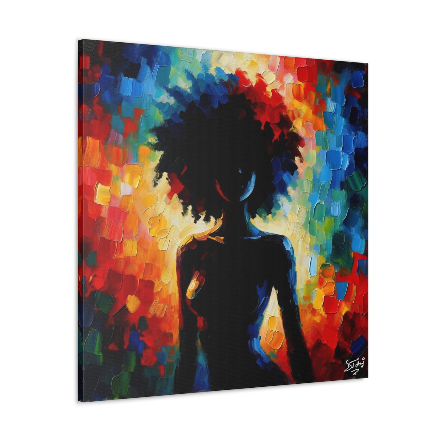 Art Print, Afro-Caribbean Woman, Silhouette, Oil Finish, West Indian Ethnicity, Cultural, Heritage, Abstract, Canvas Gallery Wrap