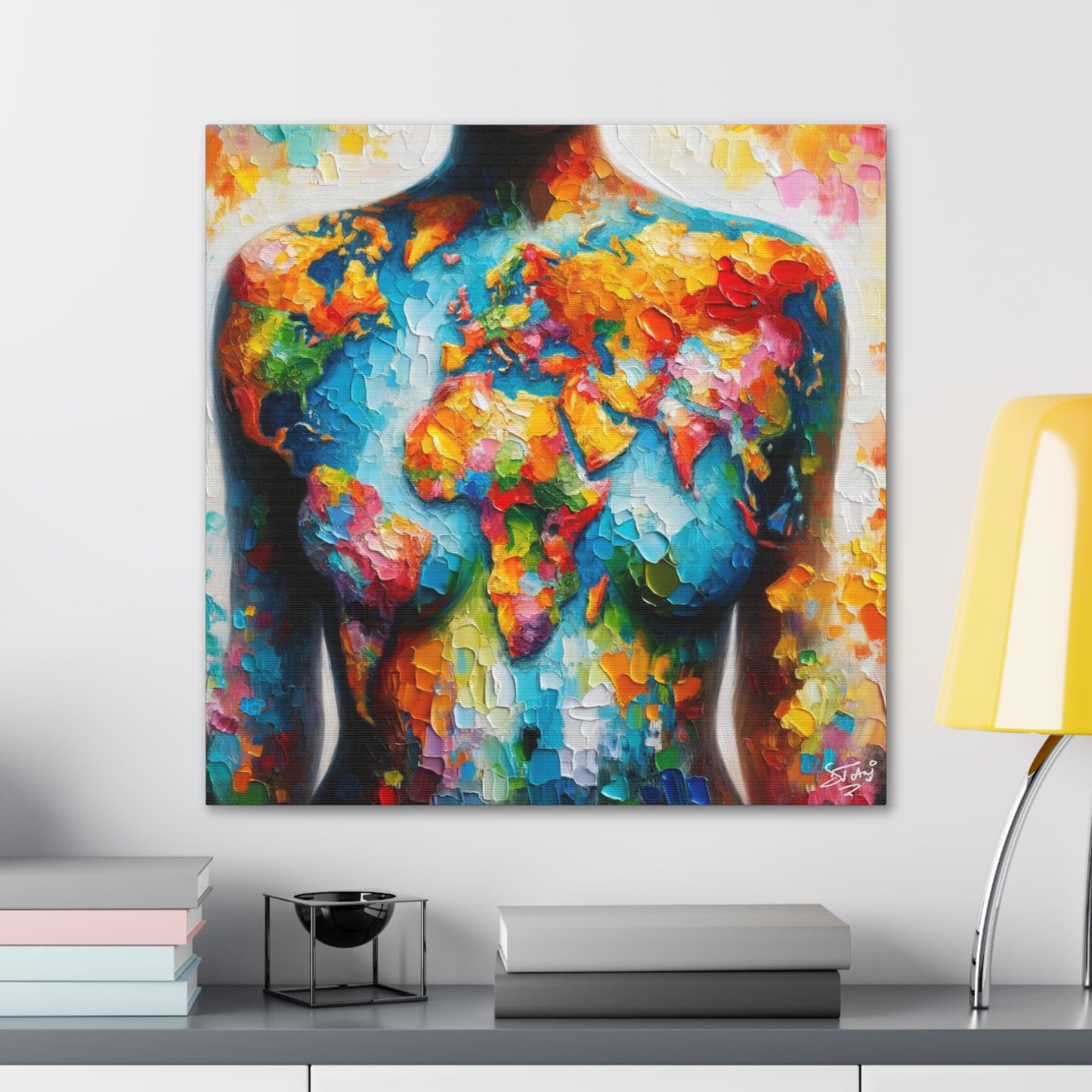 Art Print, African Woman, "World Unity," Oil Finish, One Love, West Indian Ethnicity, Cultural, Heritage, Semi-Abstract, Canvas Gallery Wrap