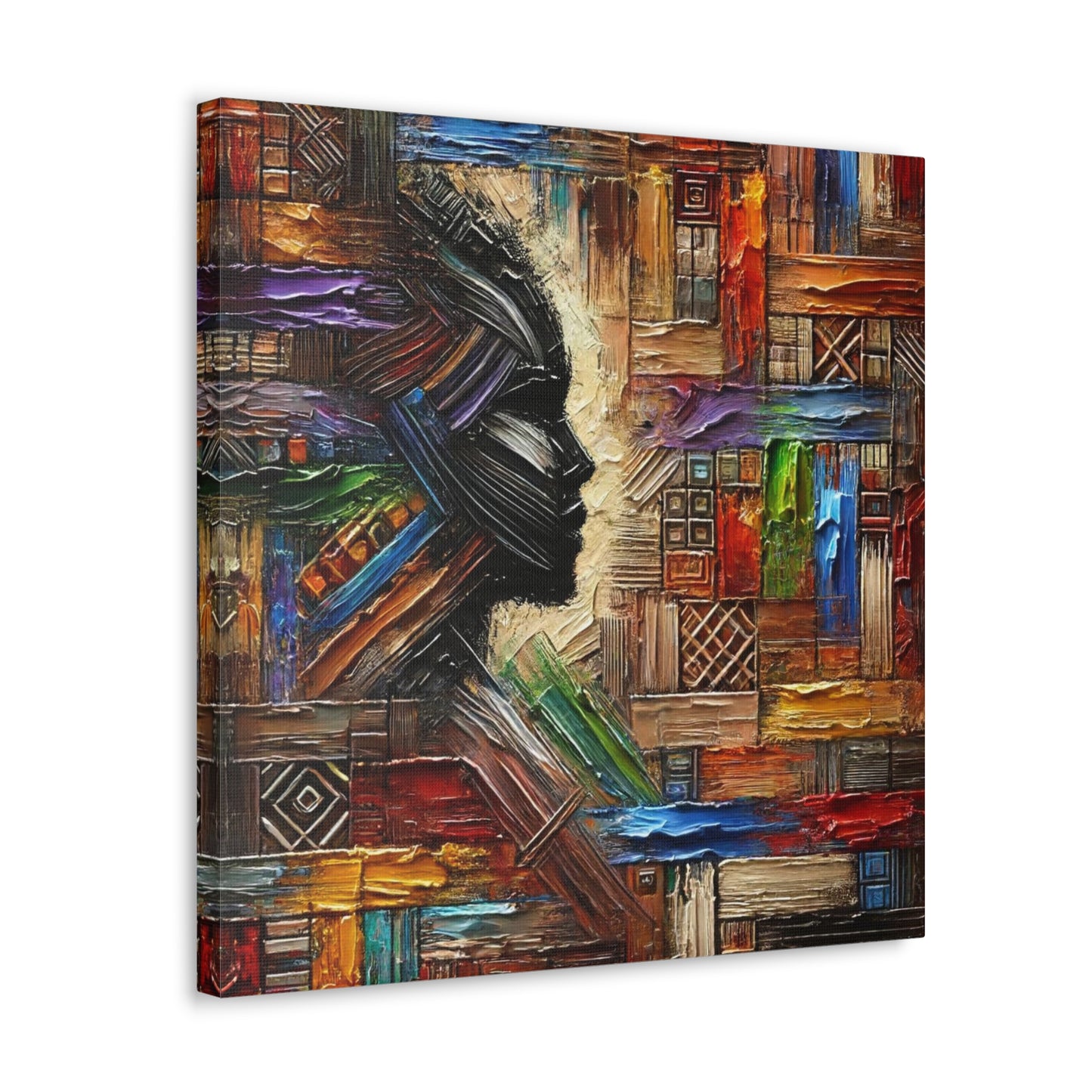 Art Print, African Print, Black Power, African Mask, Abstract Oil Finish, Unity, One Love, Canvas Gallery Wrap