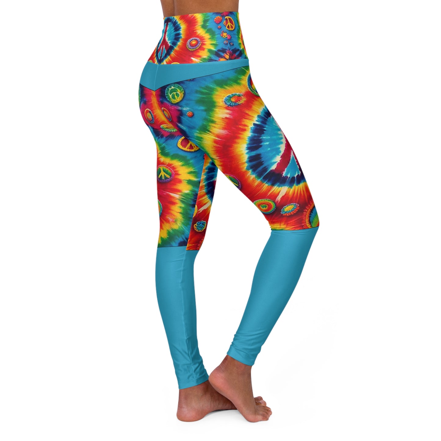 High Waisted Yoga Leggings (AOP) Abstract "Peace" Print