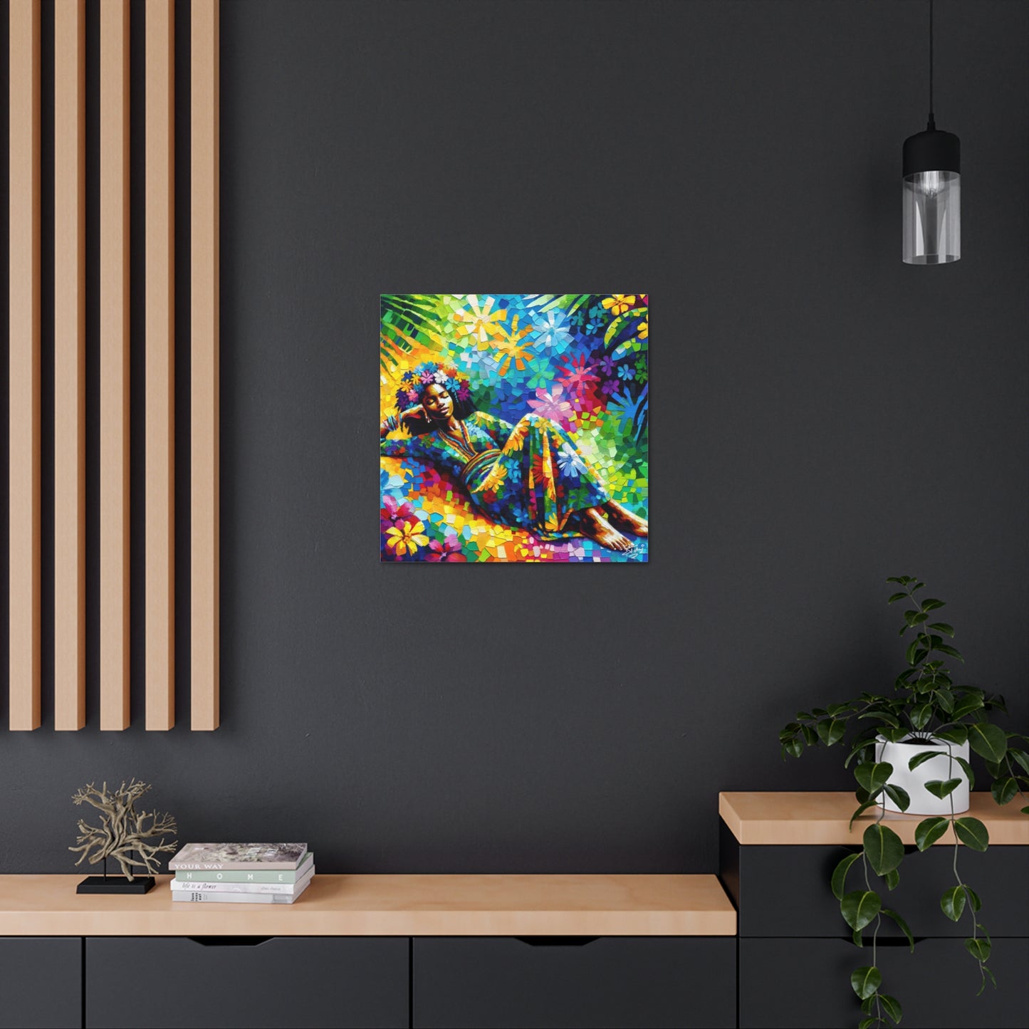 Art Print, Afro-Caribbean Woman, Oil Finish, West Indian Ethnicity, Cultural, Heritage, Semi-Abstract, Canvas Gallery Wrap