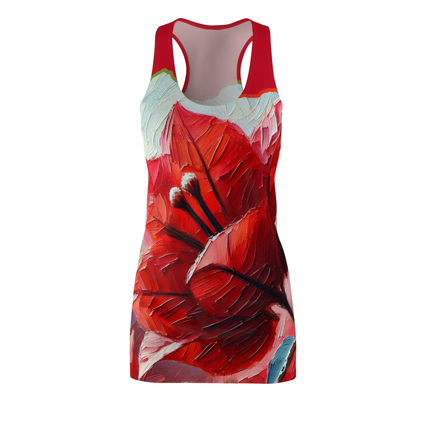 Women's Cut & Sew Racerback Dress (AOP) Red Floral Print