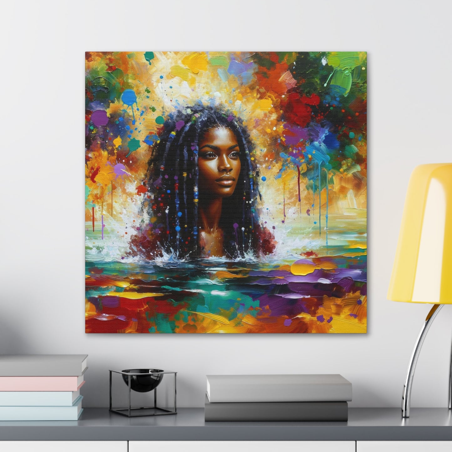 Art Print#3 of Trini Woman - Chilling in the Caribbean Sea, Oil Finish, West Indian Ethnicity, Cultural, Heritage Art, Canvas Gallery Wraps