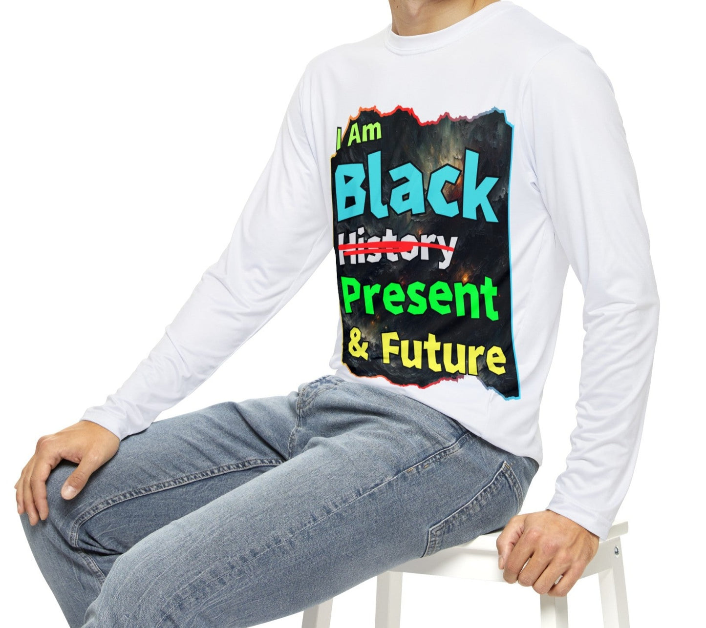 Men's Brushed Polyester Long Sleeve Shirt (AOP) "I Am Black Present & Future"