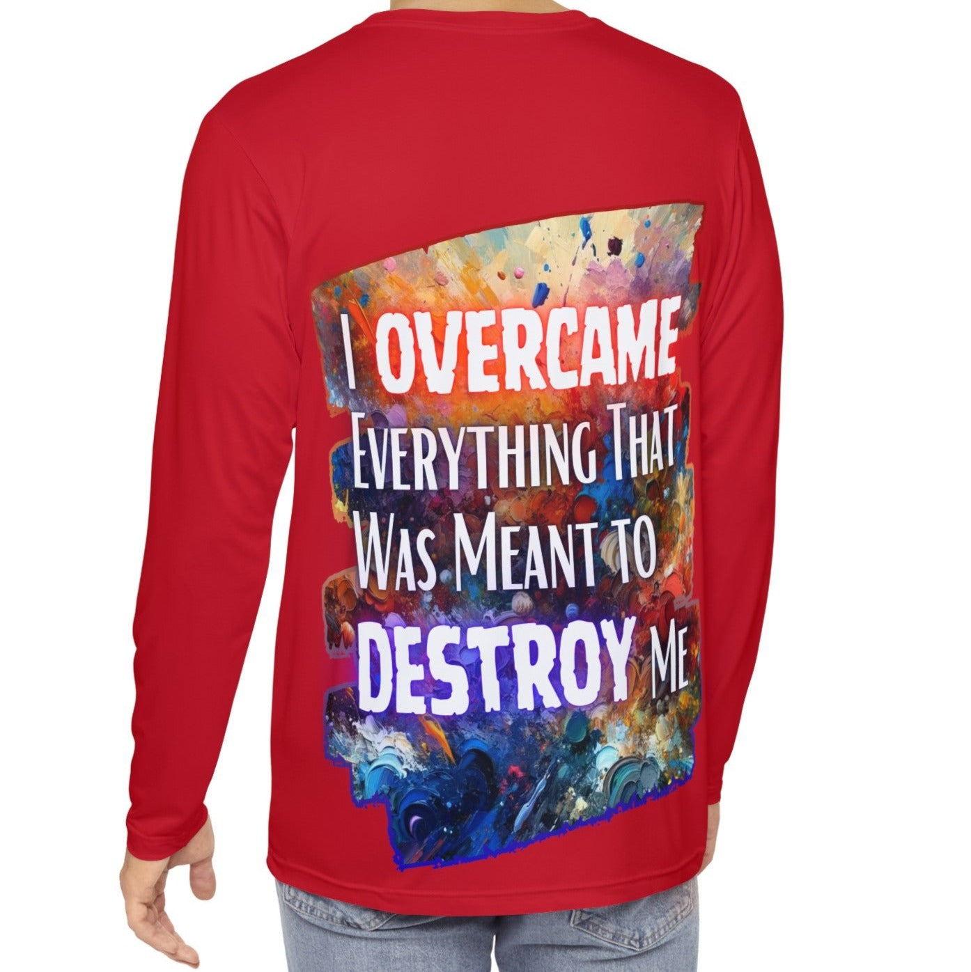 Men's Brushed Polyester Long Sleeve Shirt (AOP) "I Overcame Everything..."