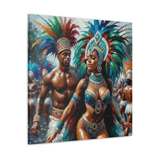 Art Print, Trini Masqueraders#2, Carnival, Oil Finish, West Indian Ethnicity, Cultural, Heritage, Indo & Afro Caribbean, Canvas Gallery Wrap