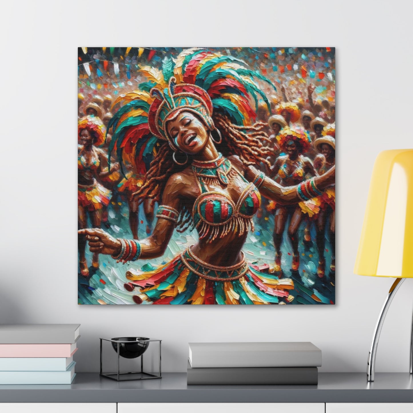 Art Print#4 of Trini Masquerader, Carnival, Oil Finish, West Indian Ethnicity, Cultural, Heritage, Art, Black Woman, Canvas Gallery Wraps