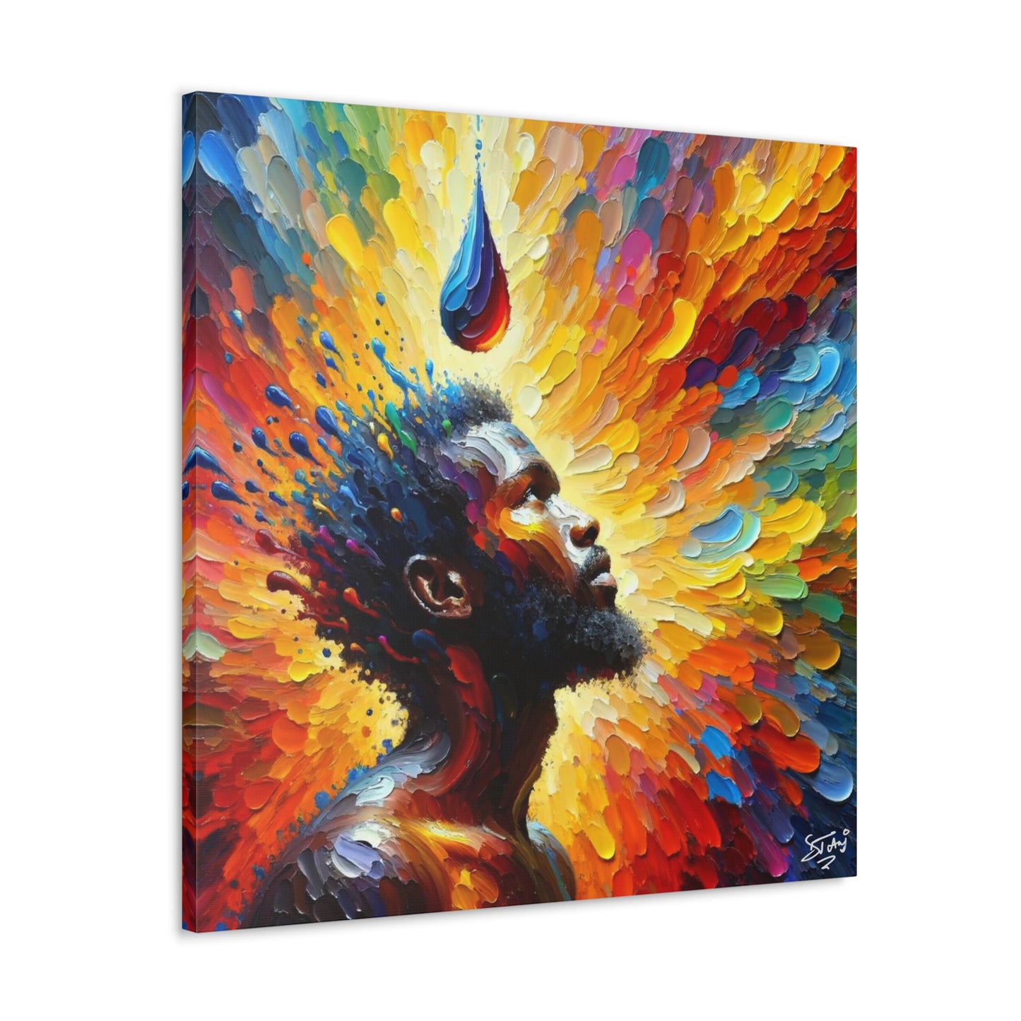 Art Print, Afro-Caribbean Man, "One Drop" Oil Finish, West Indian Ethnicity, Cultural, Heritage, Abstract, Canvas Gallery Wrap