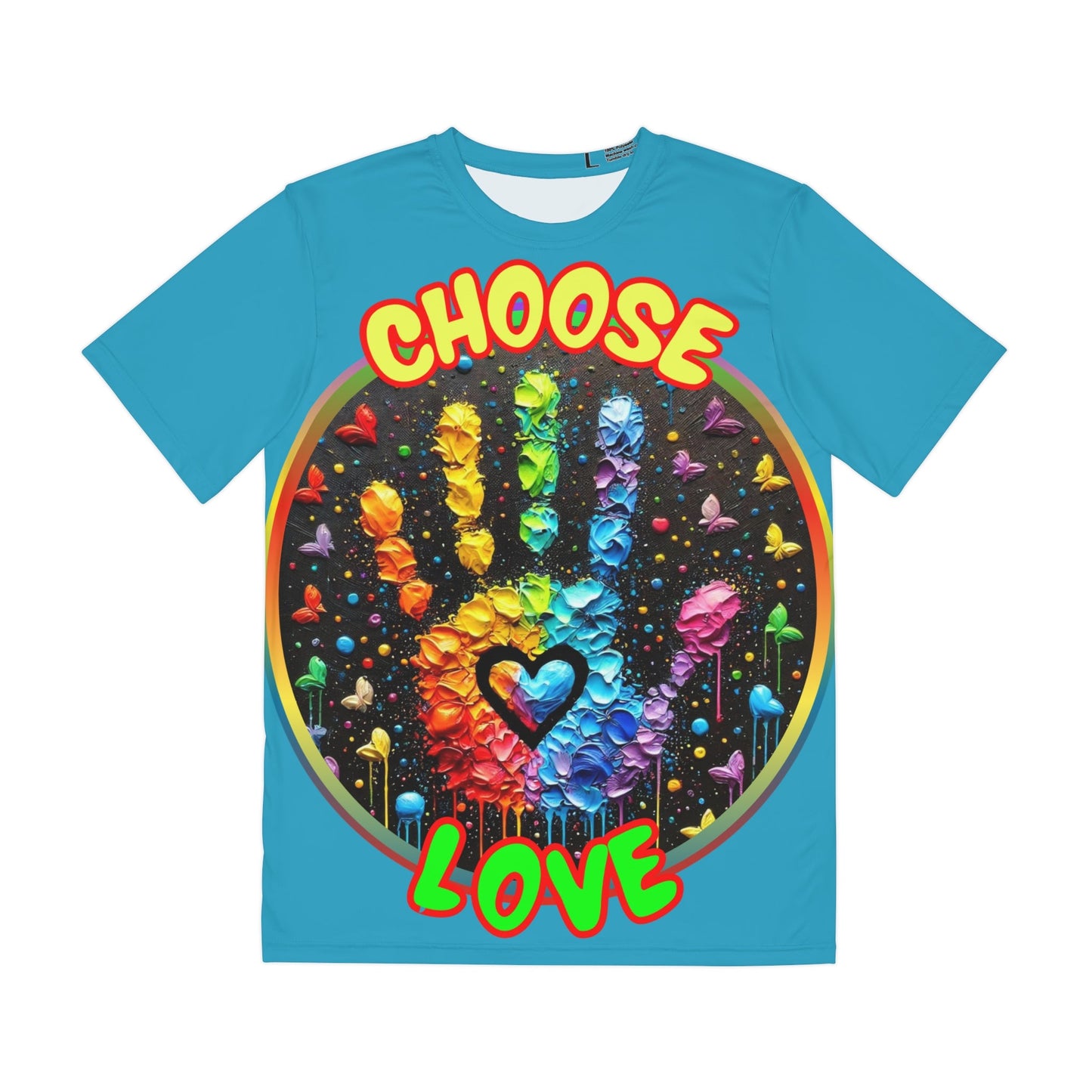 Men's Brushed Polyester Short Sleeve Tee (AOP), "Choose Love"