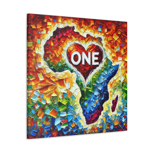 Art Print, "One Love" Oil Finish, Abstract, African Unity, Ethnicity, Cultural, Heritage, Semi-Abstract, Canvas Gallery Wrap