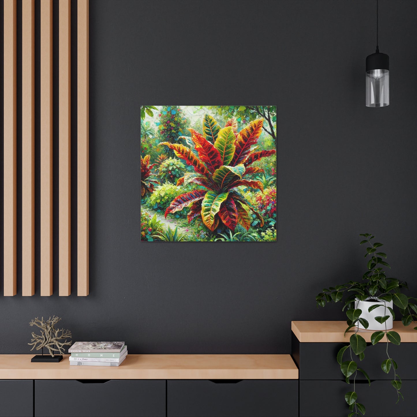 Art Print, Crotons, Oil Finish, West Indian Art, Canvas Gallery Wraps