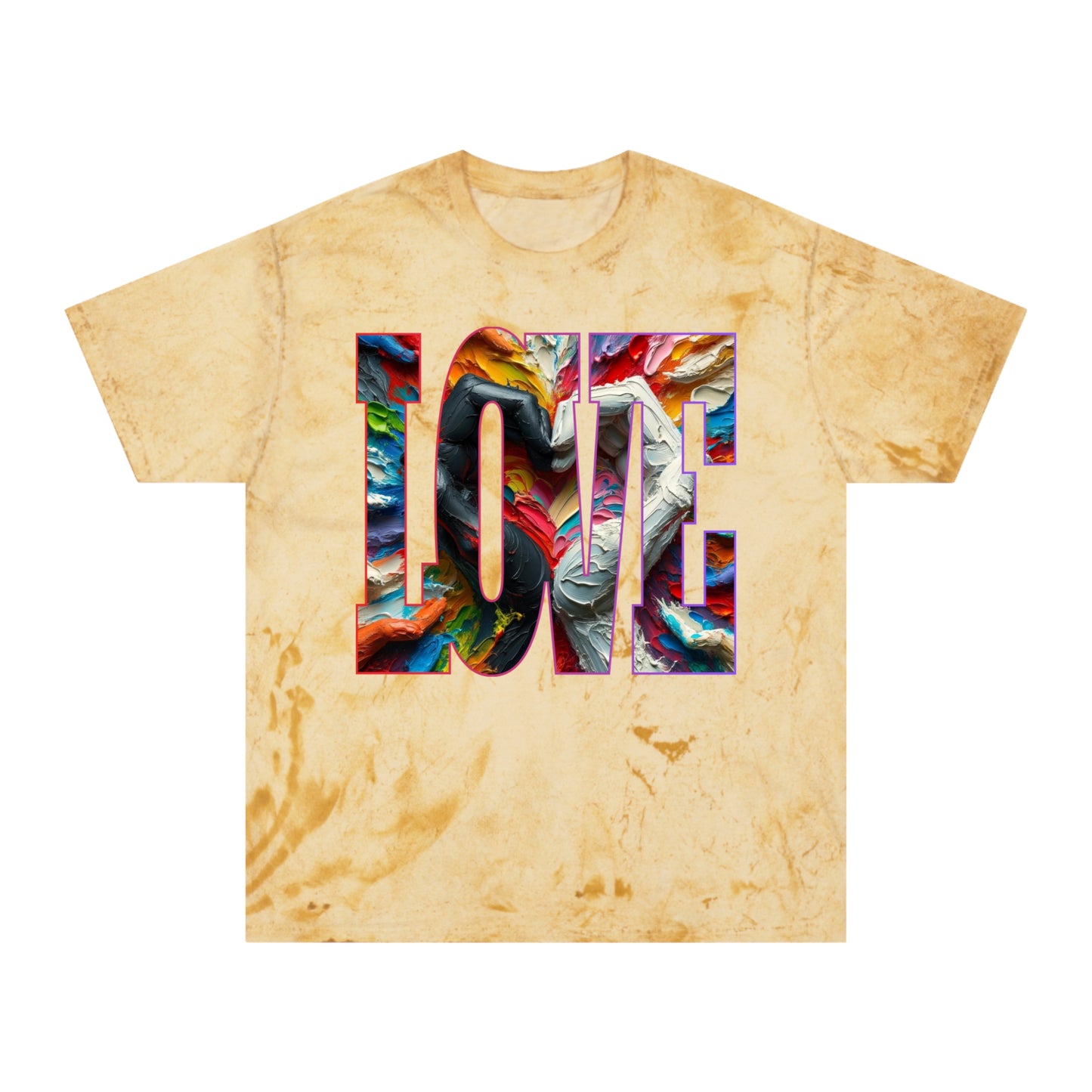 Unisex Color Blast T-Shirt "Love..." One World, Self-Love, Anti-Racism, One Love, Unity, Inclusion, Diversity, Immigrant Outsiders, Cultural Identity, Black Excellence Empowerment Inspiration, FashionWithPurpose, ConsciousClothing