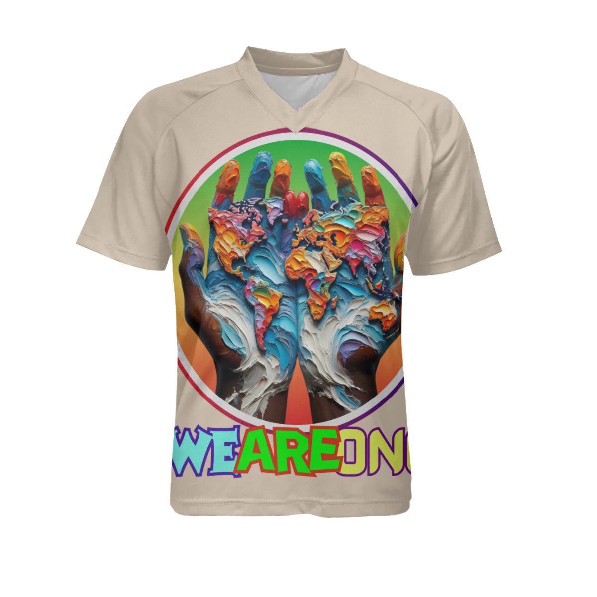 Men's V-Neck Polyester T-Shirt "We Are One"