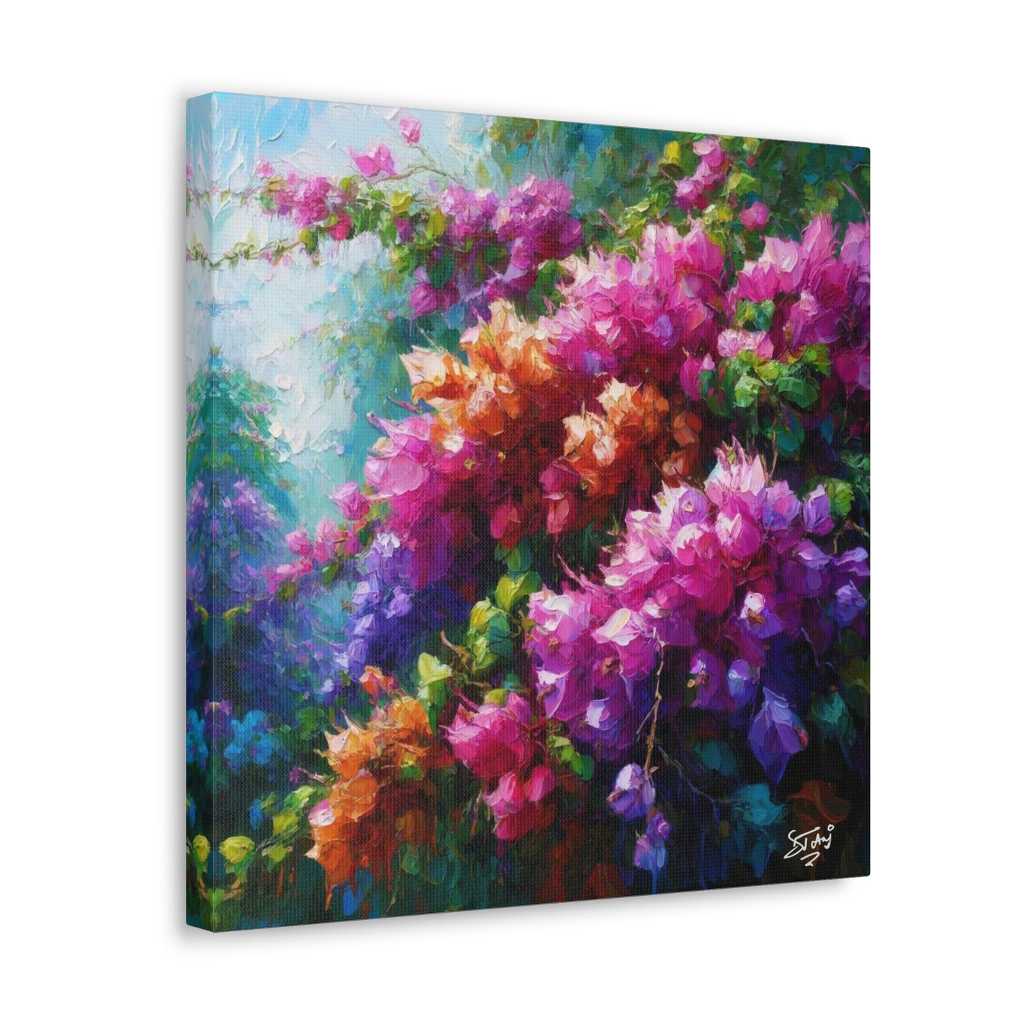 Art Print of Bougainvillea Flowers, Oil Finish, West Indian Art, Canvas Gallery Wraps