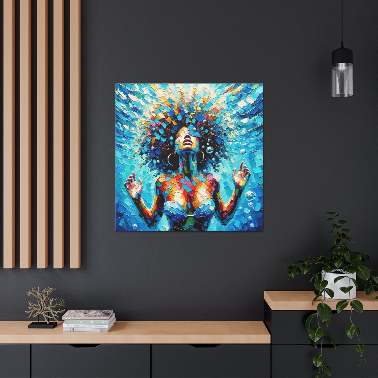 Art Print, Afro-Caribbean Woman, "Submerged" Abstract Oil Finish, West Indian Ethnicity, Cultural, Heritage, Abstract, Canvas Gallery Wrap