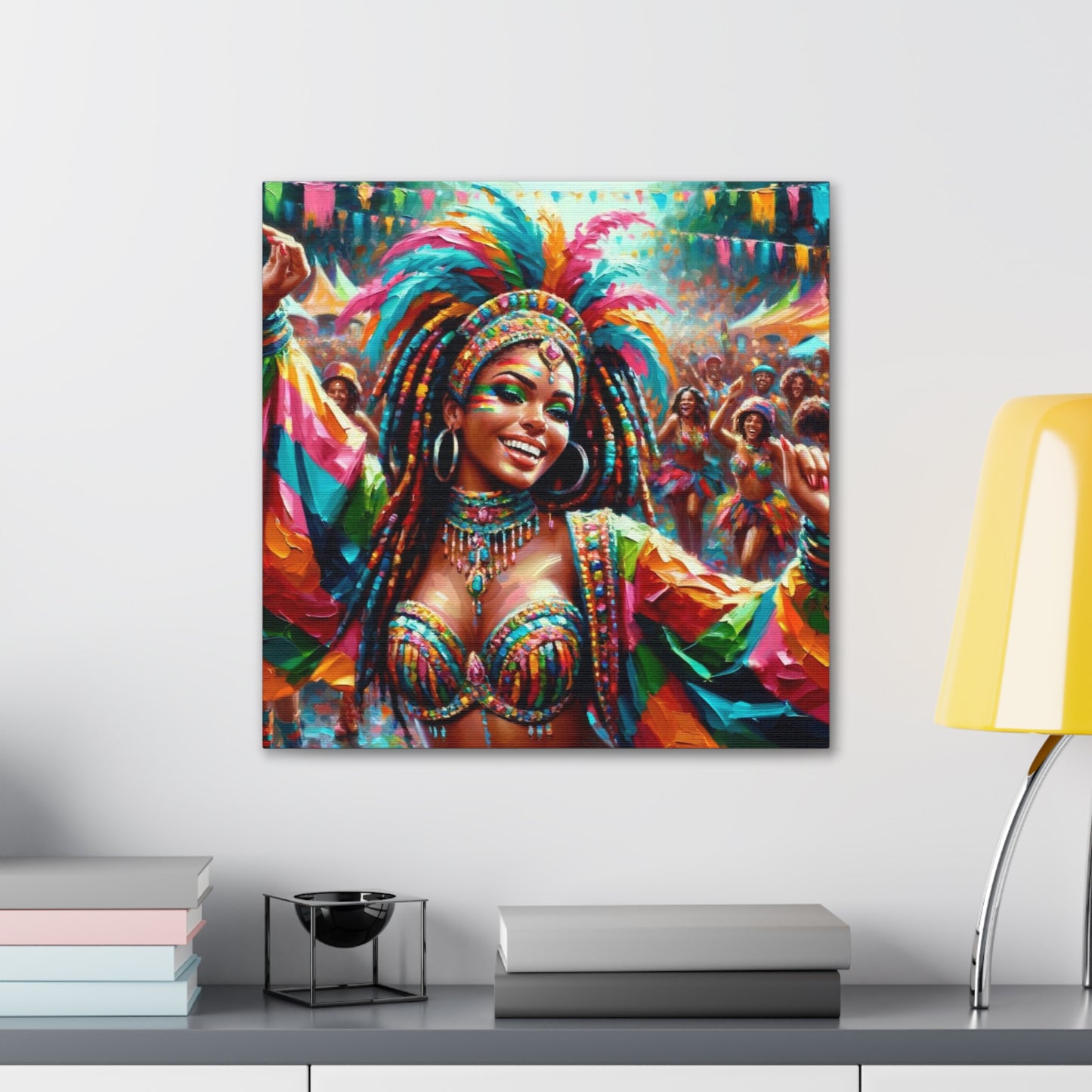 Art Print of Trini Masquerader, Carnival, Oil Finish, West Indian Ethnicity, Cultural, Heritage, Art, Black Woman, Canvas Gallery Wraps