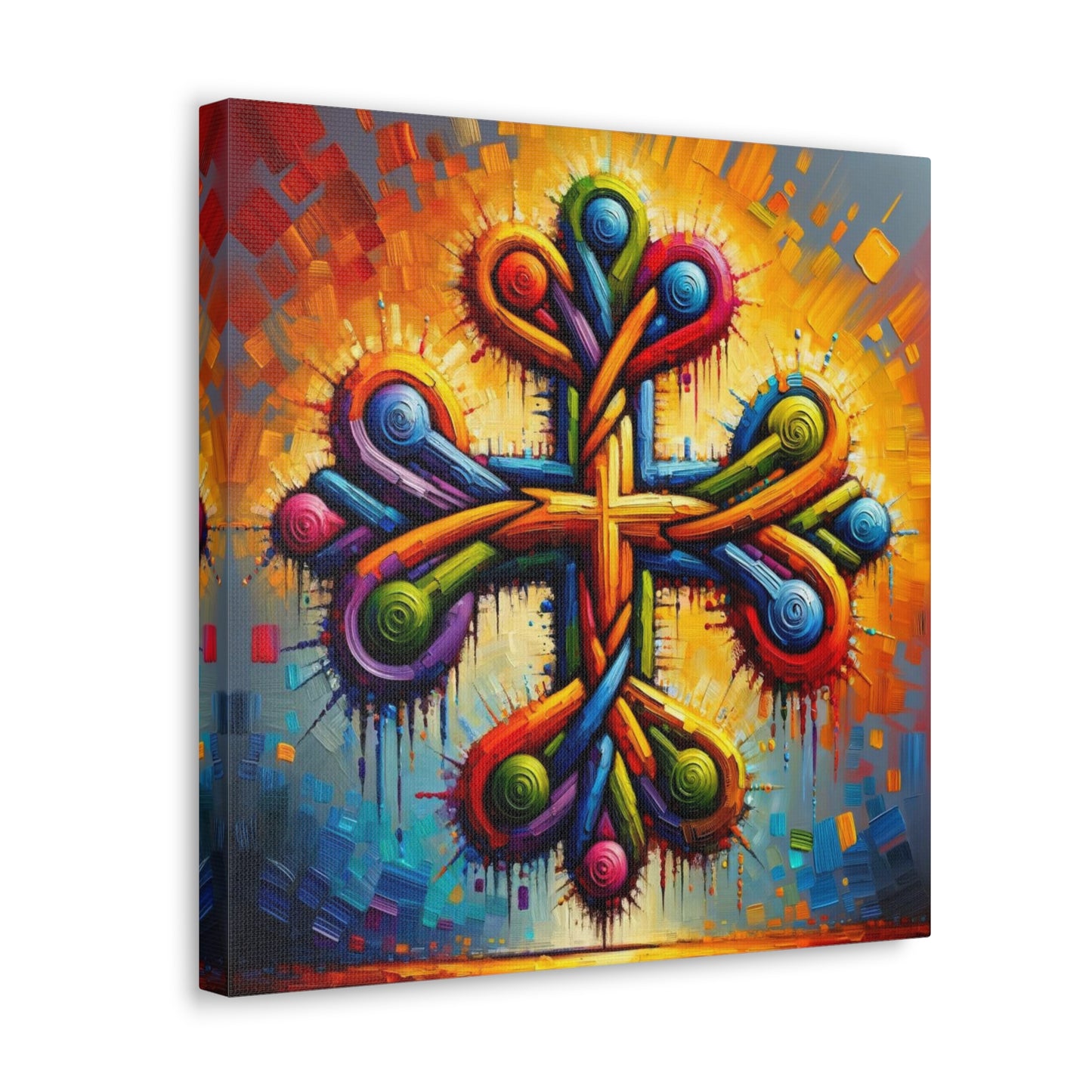 Art Print, "African Unity" Oil Finish, Abstract, One Love, West Indian Ethnicity, Cultural, Heritage, Semi-Abstract, Canvas Gallery Wrap