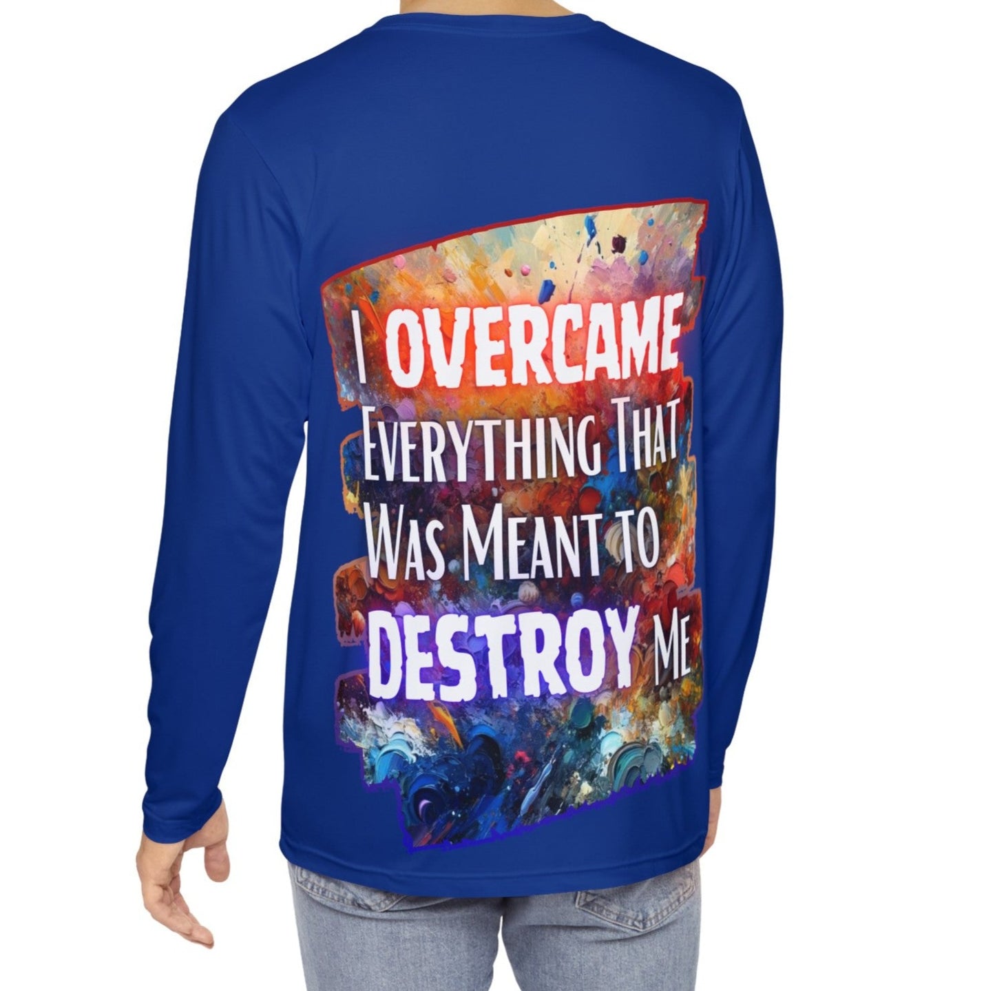 Men's Brushed Polyester Long Sleeve Shirt (AOP) "I Overcame Everything..."