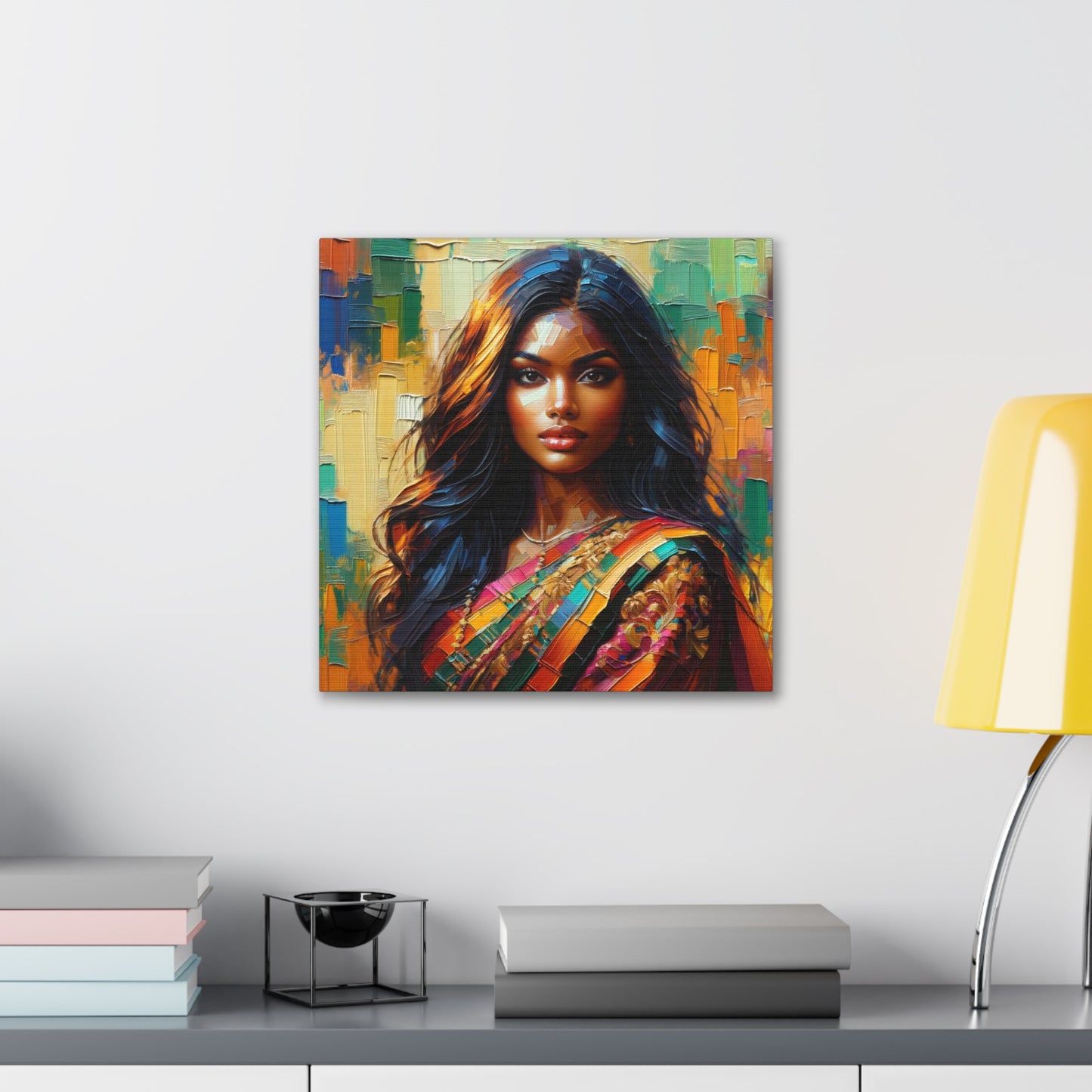 Art Print#2 of Indo-Caribbean Woman, Oil Finish, West Indian Ethnicity, Cultural, Heritage, Art, Black Woman, Canvas Gallery Wraps