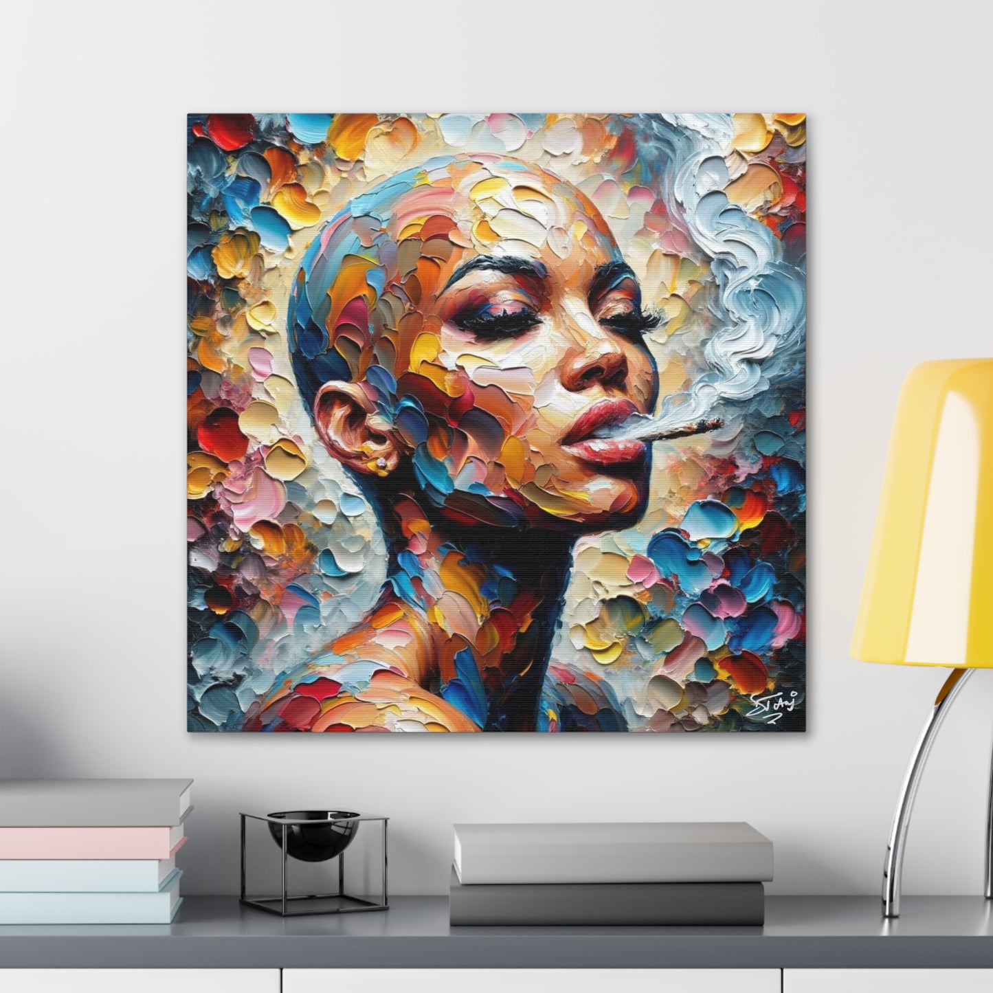 Art Print, Afro-Caribbean Woman, Oil Finish, West Indian Ethnicity, Cultural, Heritage, Semi-Abstract, Canvas Gallery Wrap