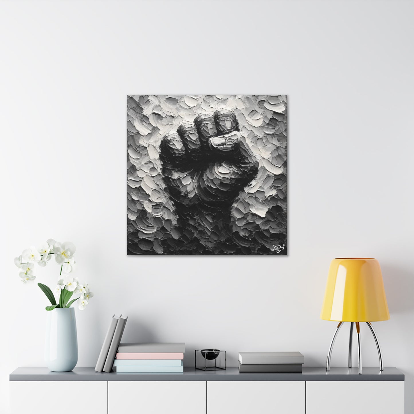 Art Print, Black Hand, Black Power, Oil Finish, Unity, One Love, Semi-Abstract, Canvas Gallery Wrap